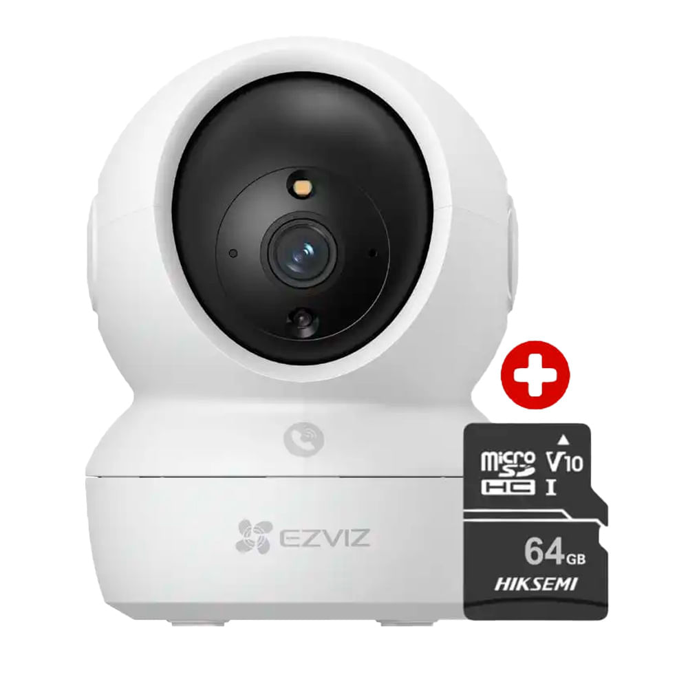 Imagen 1 del producto Cámara de seguridad EZVIZ H6C Pro 3K 5MP, visión 340°, detección inteligente, audio bidireccional, micro SD 64GB, blanco